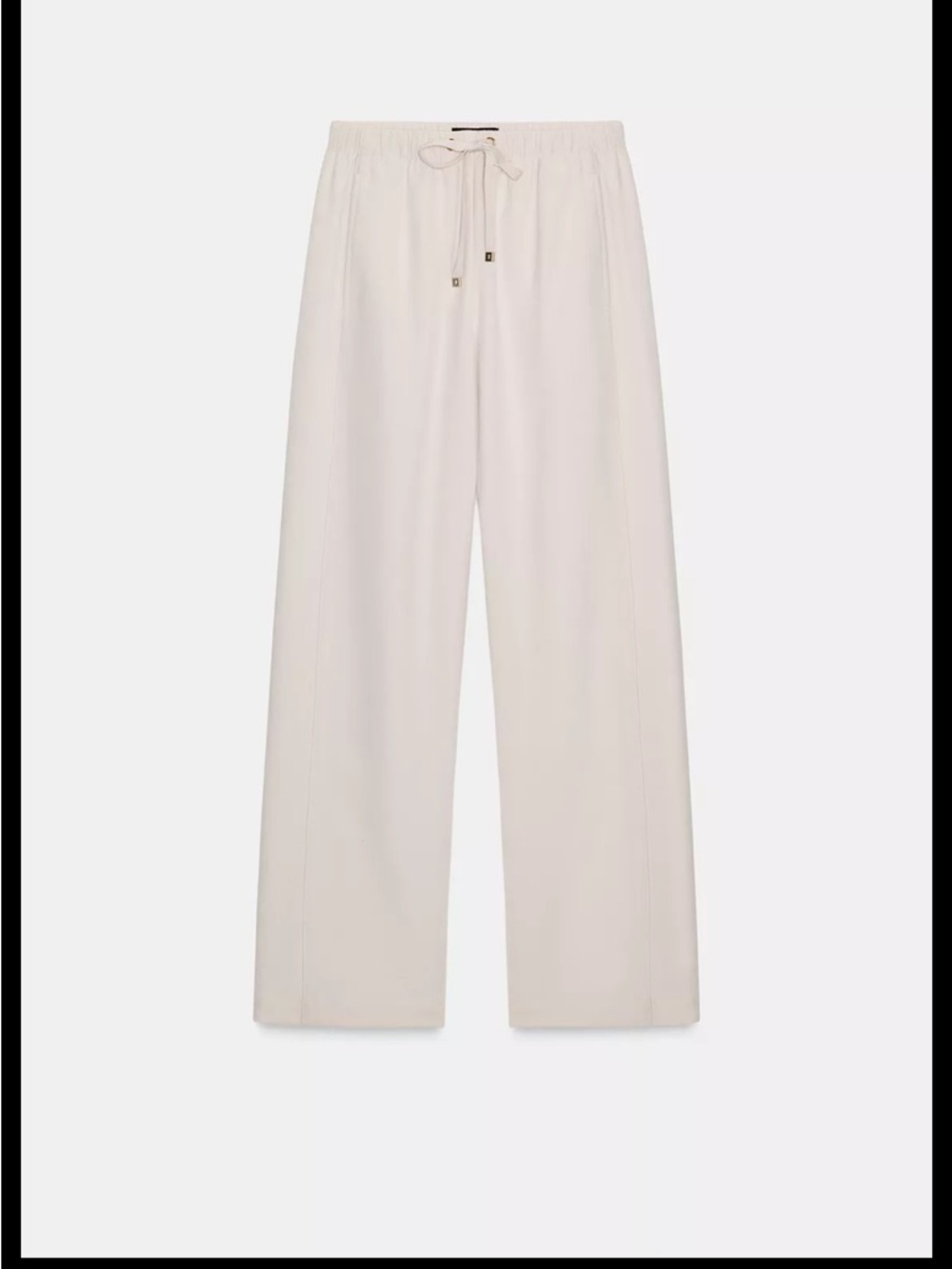 Zara Cream Wide-Leg Drawstring Pants - Picture 4 of 11